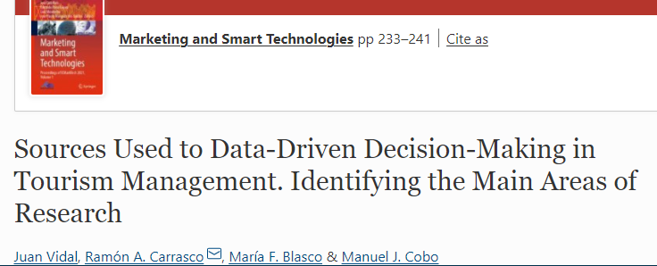 Sources Used to Data Driven Decision Making in Tourism Management. Identifying the Main Areas of Research - Papers